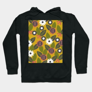 Mustard floral garden with leaves Hoodie